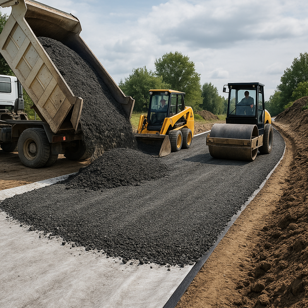 Асфальтовая крошка для подъездной дороги: технология укладки и смета